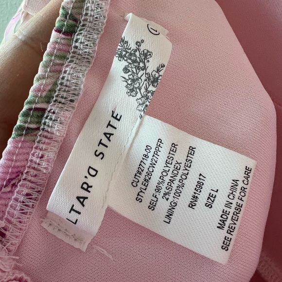 Altar’d State pink floral Kaylee tie back mini dress Women’s sz L NWT - Picture 6 of 7